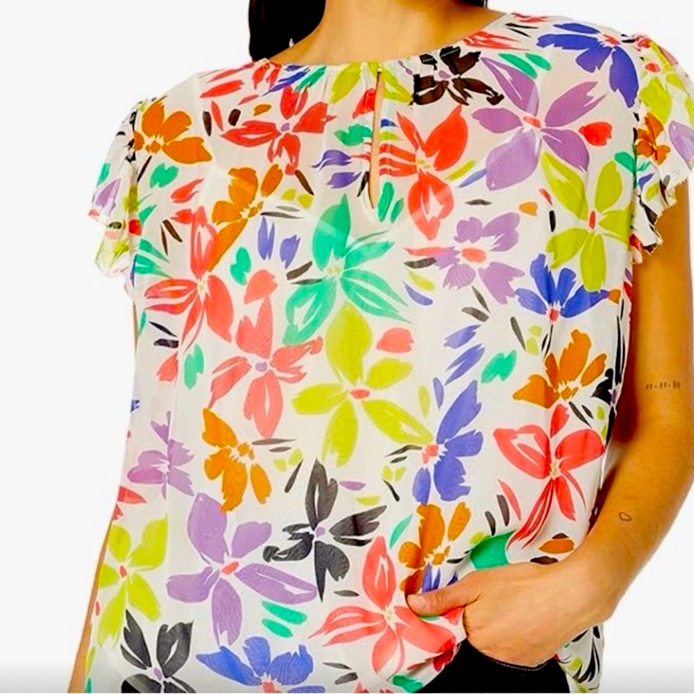 NWT Velvet by Graham & Spencer Anthropologie Lucia Viscose Georgette Top. Size L